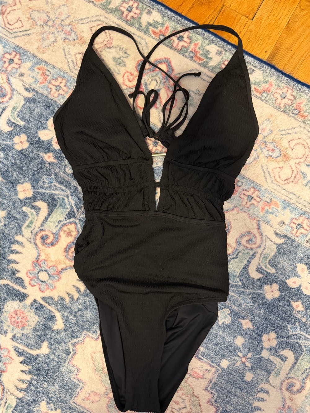 Cupshe textured open back one piece swimsuit